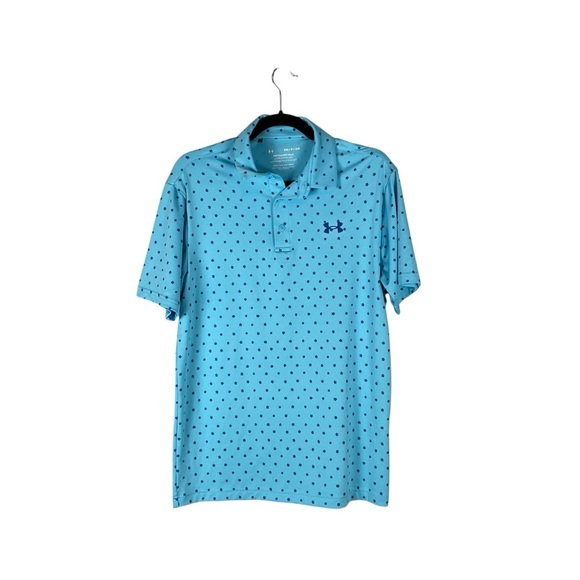 Under Armour The Playoff Polo Light Blue Micro Floral Print Shirt S Loose Fit - Picture 1 of 5